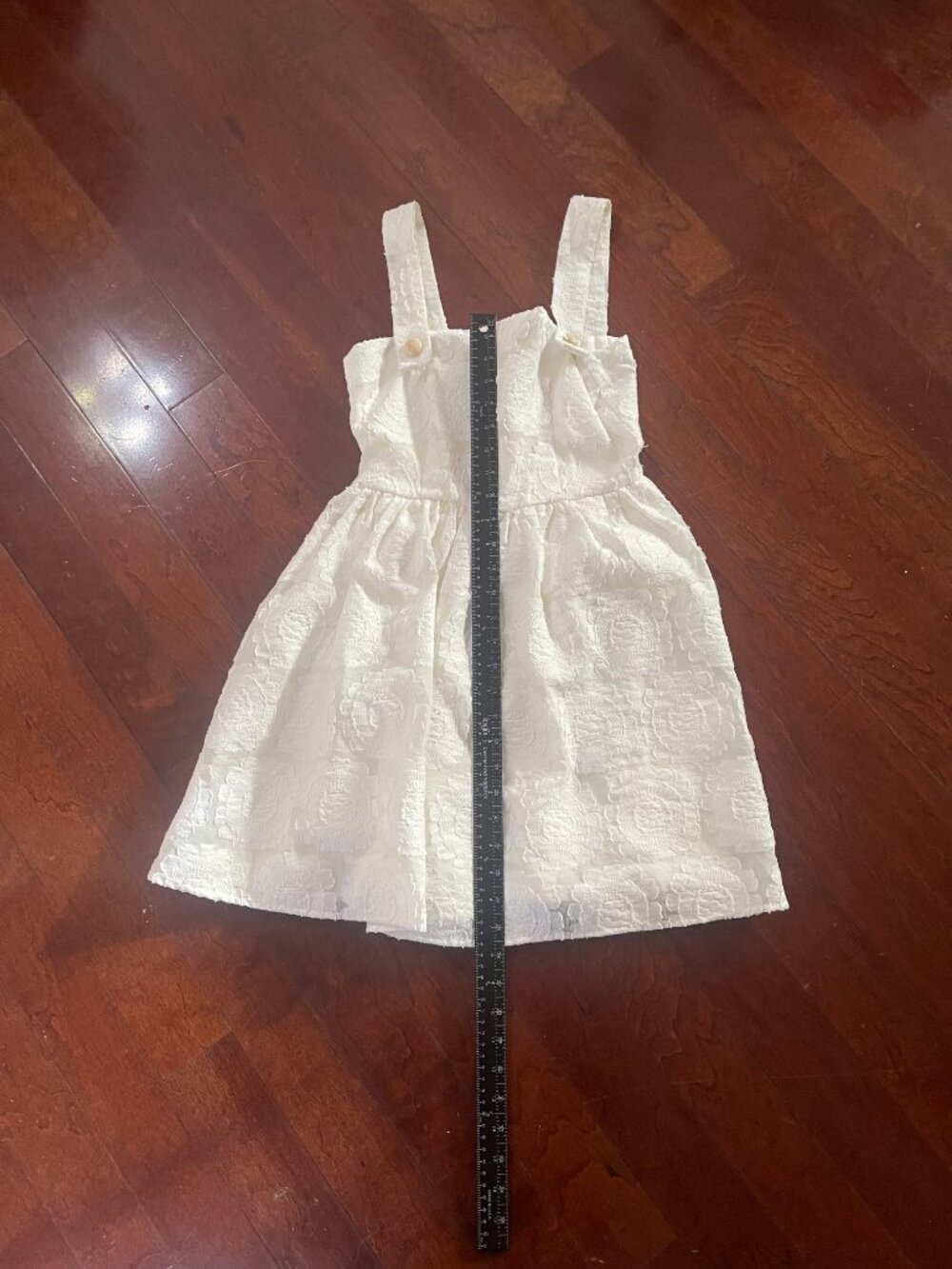 White Textured Floral Fit & Flare Dress Size S - Picture 5 of 8